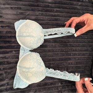 Delicate Lace Women's Bra - Soft Blue